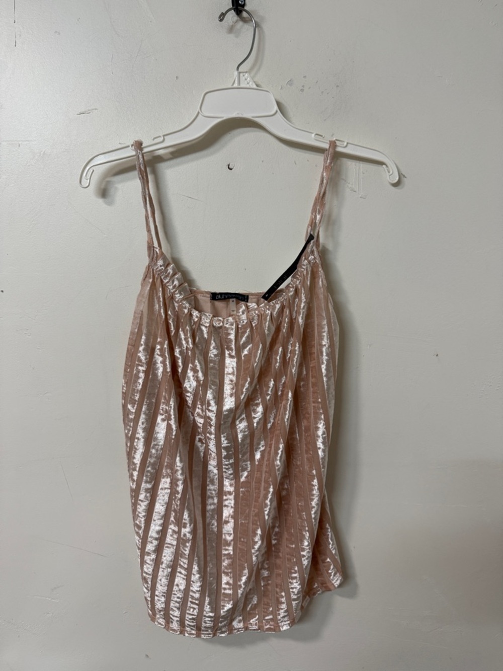Pleated Velvet Pink Camisole with Adjustable Straps